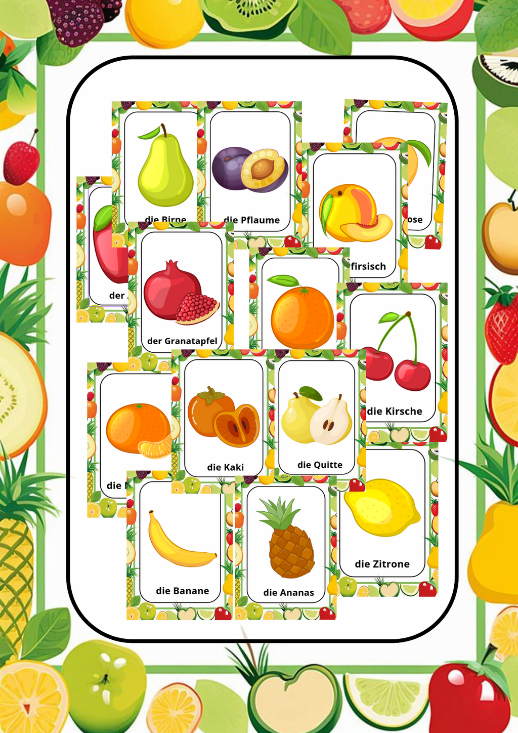 🍎 das Obst | Lernkarten für Kinder | Sprachförderung & Spielspaß