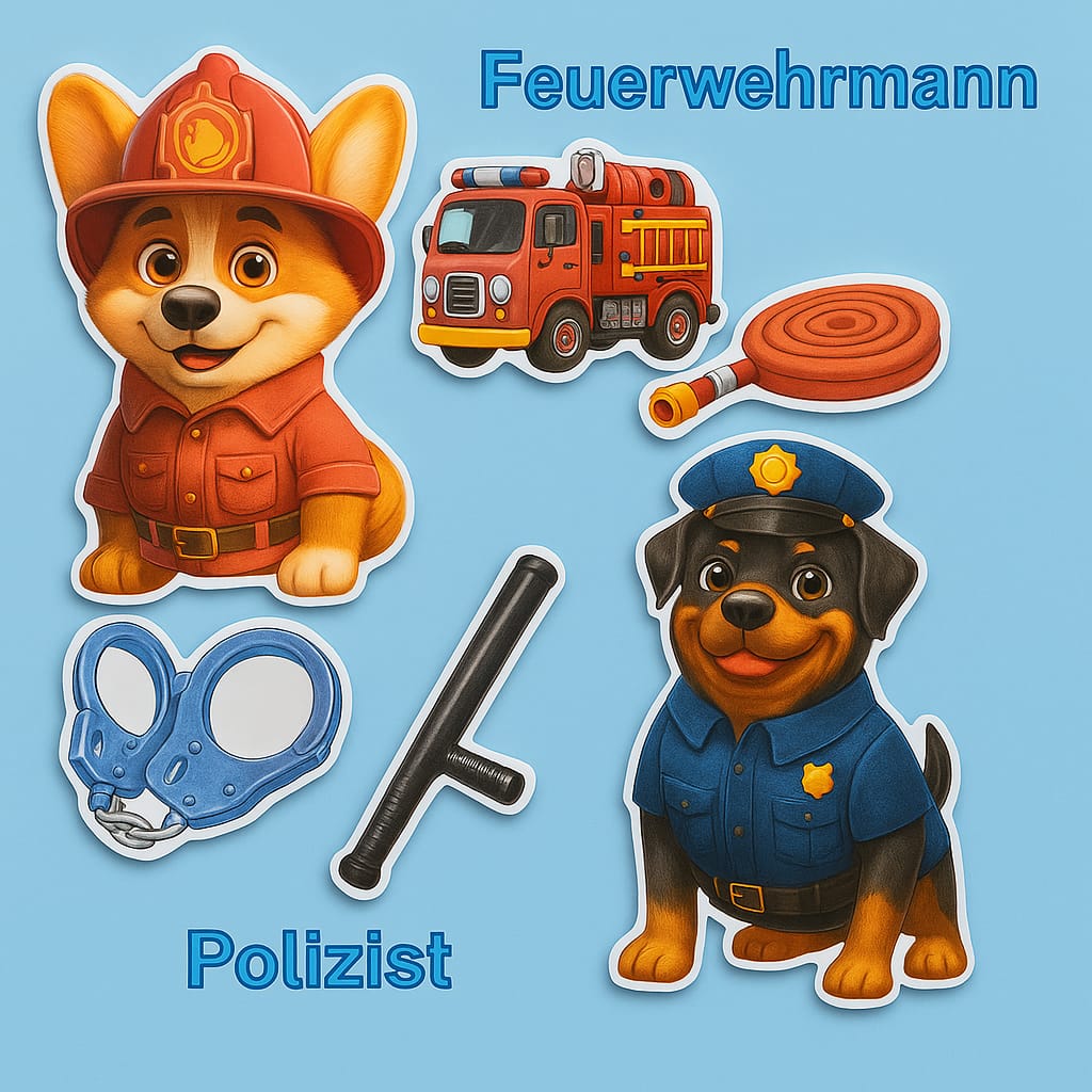 Berufe Lernen – Spiralbuch für Kinder mit süßen Hunde-Charakteren