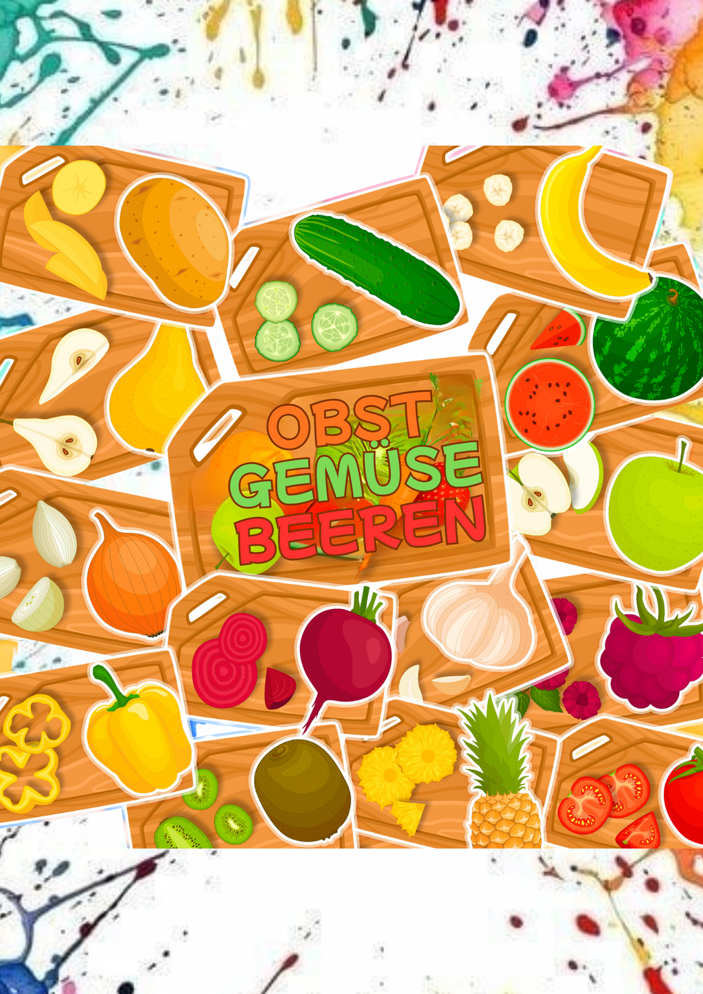 Bunte Brettchen – Obst, Gemüse & Beeren | Lernspiel für Kinder ab 2 Jahren 🍎🥕🍓