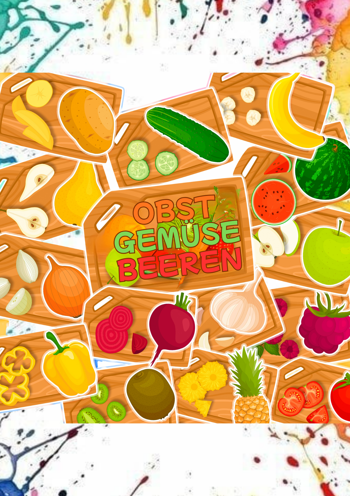 Bunte Brettchen – Obst, Gemüse & Beeren | Lernspiel für Kinder ab 2 Jahren 🍎🥕🍓