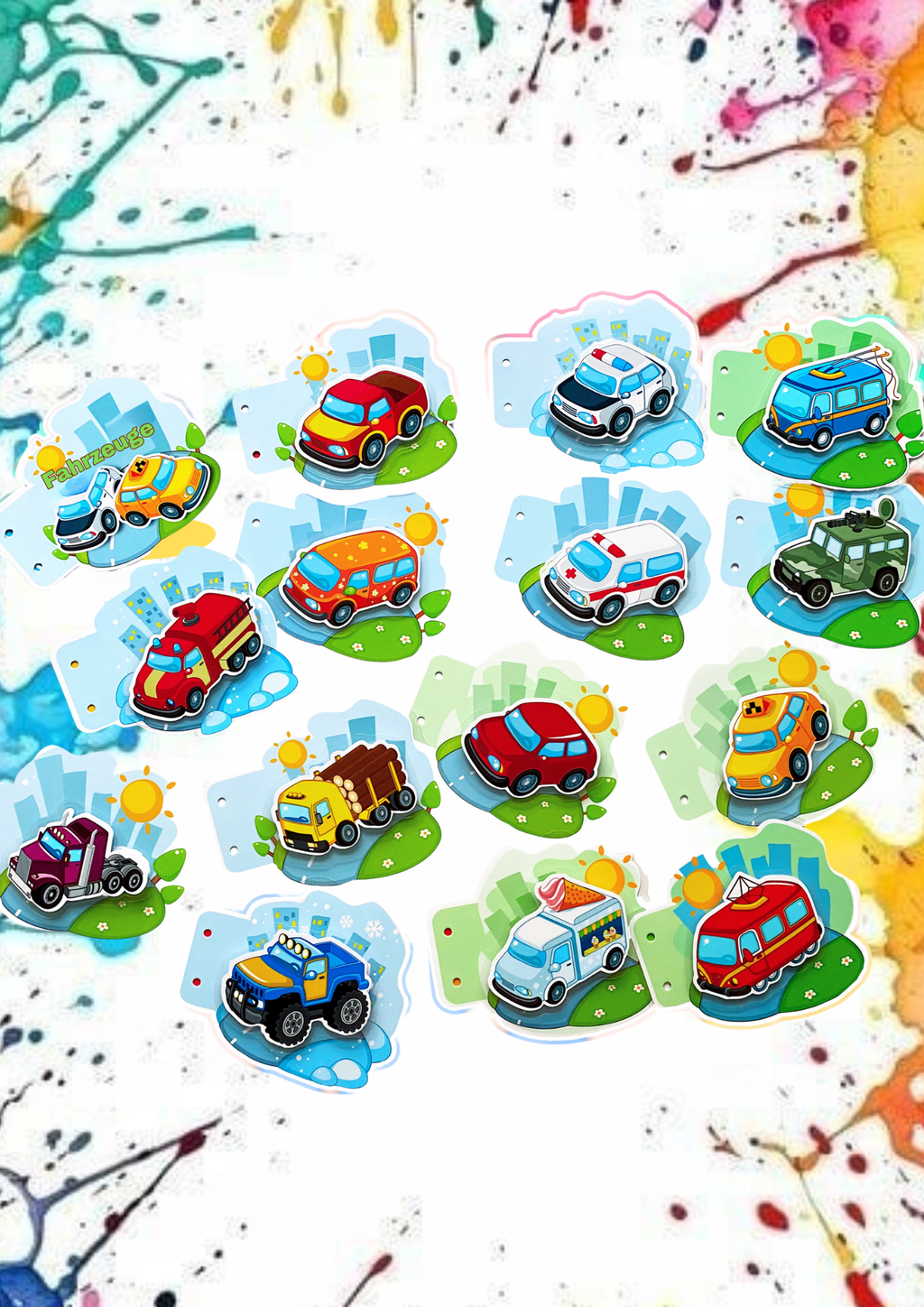 Bunte Brettchen – Transport | Lernspielzeug für Kinder ab 2 Jahren | 15 Brettchen, 60 Teile | Fahrzeuge kennenlernen, Sprachentwicklung & Lernspaß