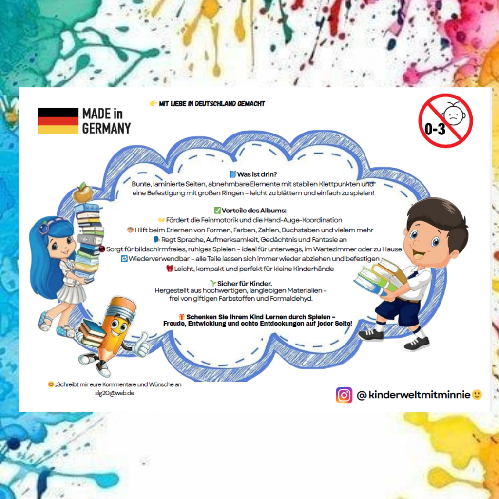 Montessori Lernbuch mit Klett – „Meine ersten Spiele“ | Interaktives Motorikbuch für Kleinkinder ab 1 Jahr | 12 Seiten & 574 Klett-Elemente | Lernspiel ab 1–4 Jahre | Made in Germany