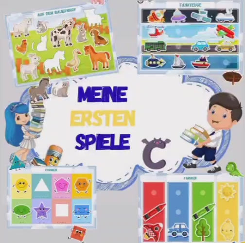 Montessori Lernbuch mit Klett – „Meine ersten Spiele“ | Interaktives Motorikbuch für Kleinkinder ab 1 Jahr | 12 Seiten & 574 Klett-Elemente | Lernspiel ab 1–4 Jahre | Made in Germany