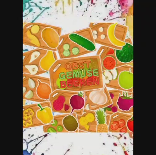 Bunte Brettchen – Obst, Gemüse & Beeren | Lernspiel für Kinder ab 2 Jahren 🍎🥕🍓