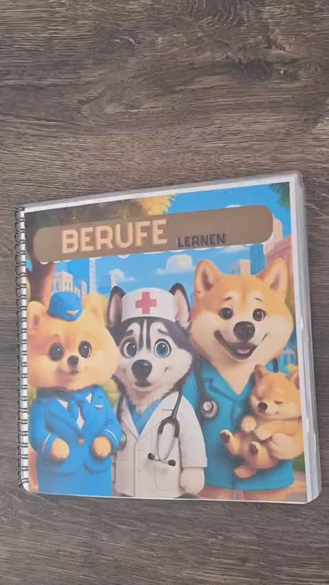 Berufe Lernen – Spiralbuch für Kinder mit süßen Hunde-Charakteren